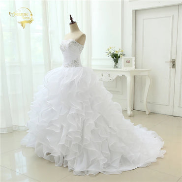 Fashion Ball Gown Vestidos De Noiva Applique With Beading Robe De Mariage Bridal Gown Ruffles Wedding Dresses 2023 New Casamento