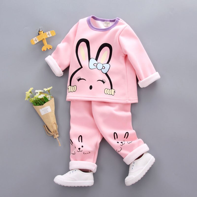 Kids Pajama Sets 1- 3Y Baby Girl Cotton Pajamas Winter Warm Underwear Thermal Clothes Thicken Children Clothing Girls Clothes