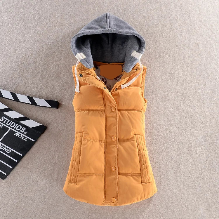 MyNewIn Warm Vest  Autumn Winter Women Casual Sleeveless Hooded Cotton Jacket Coral Velvet Female Coat Large Size 4XL Waistcoat