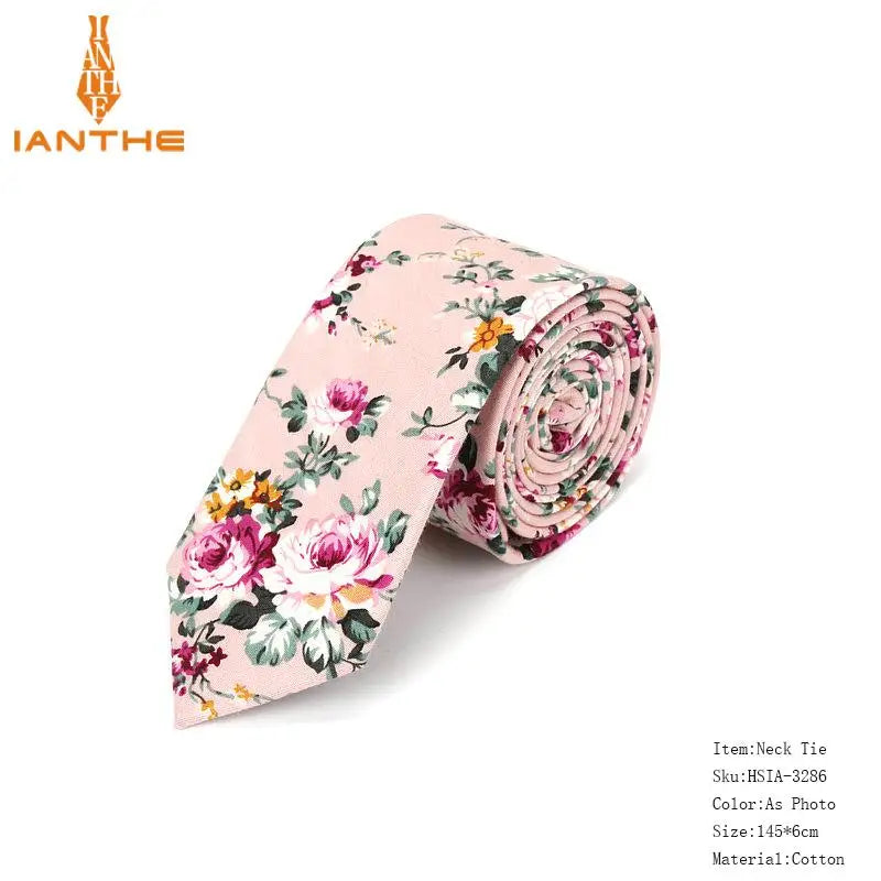 Brand New 100% Cotton Men's Paisley Print Neck Ties For Men Necktie Narrow Slim Skinny Cravate Narrow Flower Neckties Corbatas