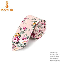 Brand New 100% Cotton Men's Paisley Print Neck Ties For Men Necktie Narrow Slim Skinny Cravate Narrow Flower Neckties Corbatas