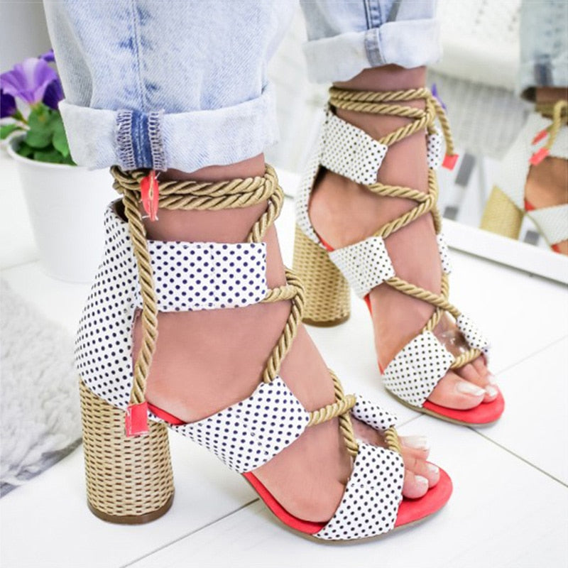 Women Sexy Pumps Lace Up High Heels Women Gladiator Sandals For Party Wedding Shoes