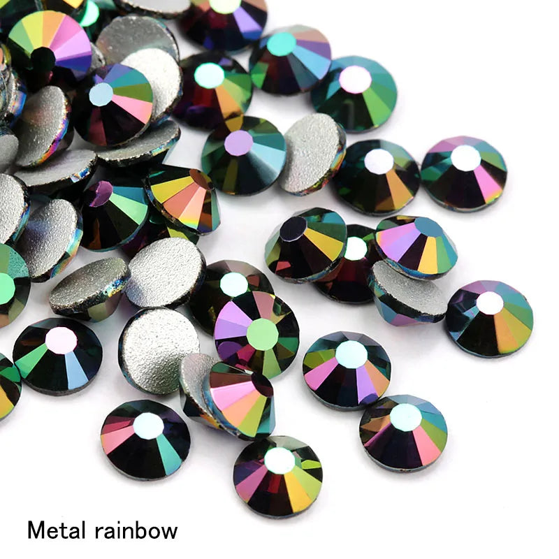 SS16 SS20 SS30 Glitter Rhinestone Crystal AB Non Hot Fix Flat back Rhinestone Apparel for Nail Art Fabric Garment