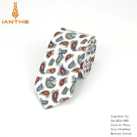 Brand New 100% Cotton Men's Paisley Print Neck Ties For Men Necktie Narrow Slim Skinny Cravate Narrow Flower Neckties Corbatas