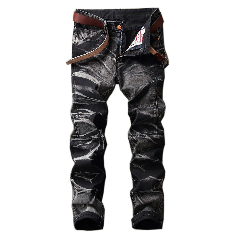 New Fashion men's jeans casual straight nostalgic retro brand high quality cotton jeans men patchwork Denim Pants jean Trousers