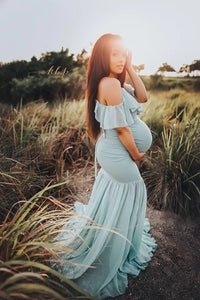 Mermaid Maternity Dresses For Photo Shoot Pregnant Women Pregnancy Dress Photography Props Sexy Off Shoulder Maxi Maternity Gown