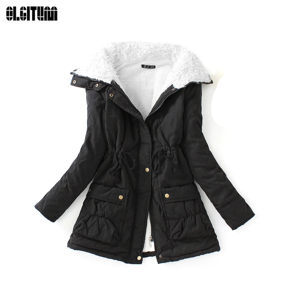 2019 Winter Women coat ladies wadded warm cotton parka slim outwear long wadded jacket thick hooded cotton jacket CC018