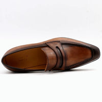 cie square toe patina hand-painted calf leather bespoke leather men shoe handmade calf leather breathable men's boat loafer LO05