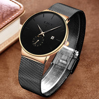 Relojes Hombre LIGE New Mesh Steel Men Watches Top Brand Luxury Ultra-thin Waterproof Quartz Watch Men Casual Sport Quartz Clock