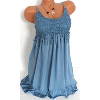 Plus Size Fashion Women Sexy vest dress Summer Sleeveless Top  Lace Tank Shirt  Blouse 7 Colors