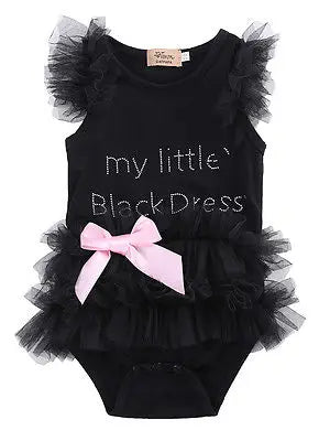 Citgeet Black Kids Baby Girls Clothes Lace Tulle Ruffles Bow Cotton Romper Jumpsuit Outfits Summer Clothing