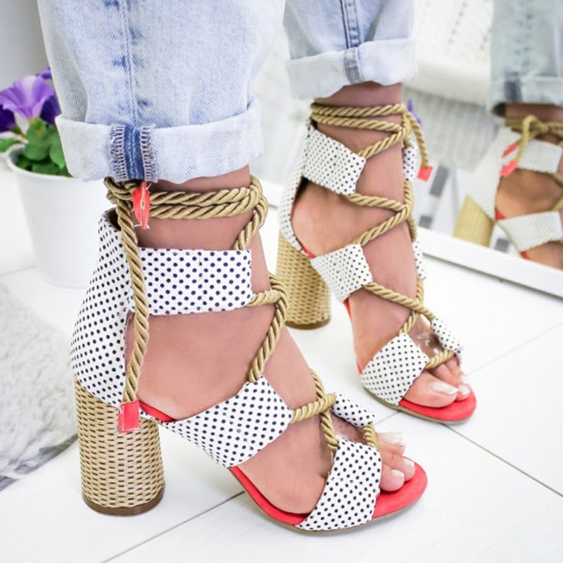 Women Sexy Pumps Lace Up High Heels Women Gladiator Sandals For Party Wedding Shoes