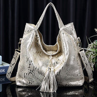 Arliwwi Brand New Quality Serpentine Grain Suede Cowhide Classical Designer Genuine Leather Handbags With Elegant Tassel GB01