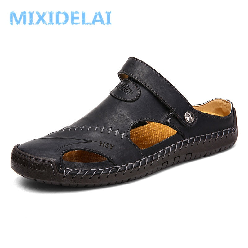 Summer Sandals Men Leather Classic Roman Sandals 2023 Slipper Outdoor Sneaker Beach Rubber Flip Flops Men Water Trekking Sandals