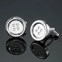 Classic design men's French shirt cuff button high quality copper silvery metallic Black Enamel CuffLinks
