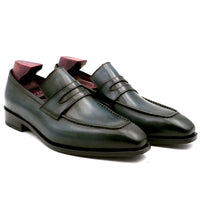 cie square toe patina hand-painted calf leather bespoke leather men shoe handmade calf leather breathable men's boat loafer LO05