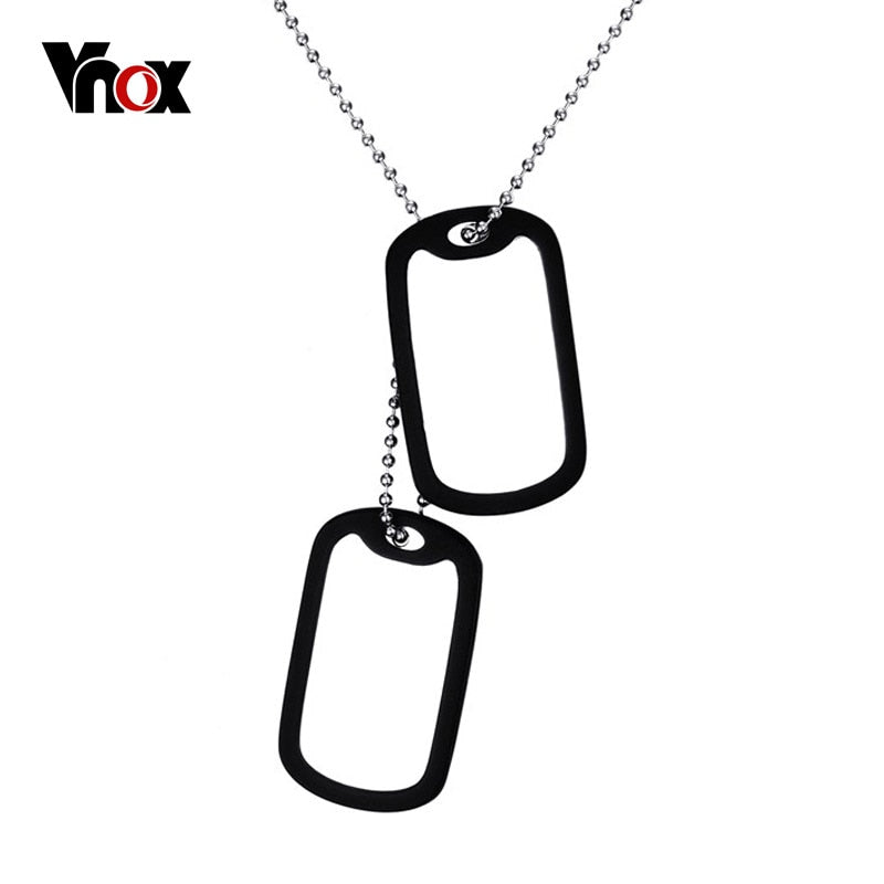 VNOX Stainless Steel Double Dog Tag Necklace Pendant ID Men Jewelry 24" Chain