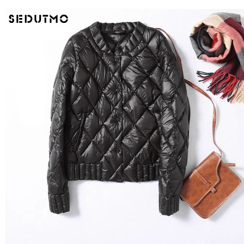 SEDUTMO Winter Women Down Jackets Ultra Light Duck Down Coat Short Puffer Jacket  Autumn Parkas ED039