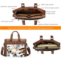 JEEP BULUO Business Men Briefcase Bag Luxury Leather 13.3 inches Laptop Bag Man Shoulder Bag bolsa maleta Handbag Casual 9616