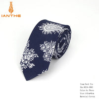 Brand New 100% Cotton Men's Paisley Print Neck Ties For Men Necktie Narrow Slim Skinny Cravate Narrow Flower Neckties Corbatas