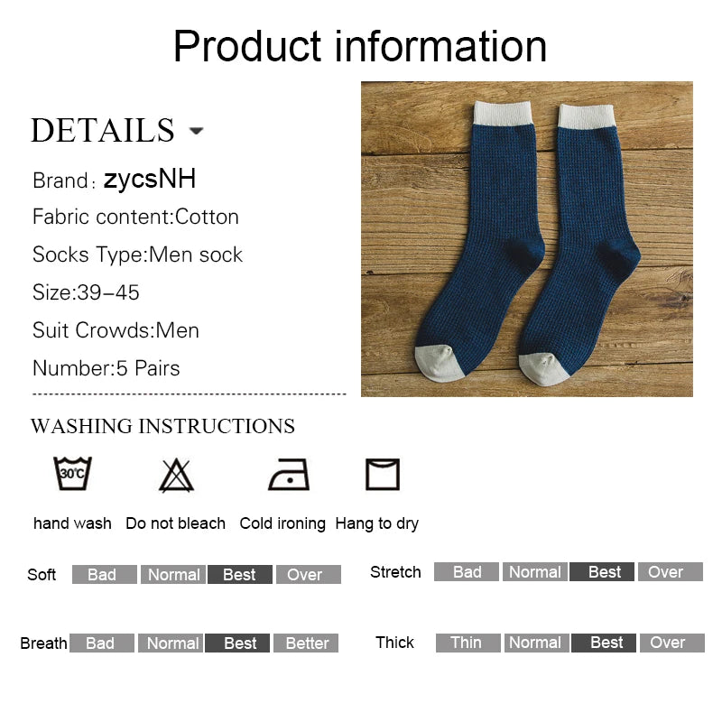 2023 Autumn Winter New High Quality Organic Cotton Harajuku Happy Men Socks Compression Sock Men's Business Dress Long Sock Gift