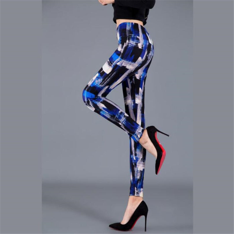 Sexy Printed Pants Fitness Leggins Elastic Casual Women Sexy Leggings Push Up High Waist Trousers