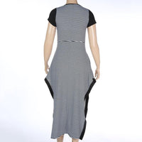 Sexy Big size 6XL Fat MM Woman dress Summer casual black and white stripe split dresses plus size