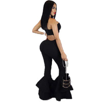 Easy Chic Vintage Ruffles Trousers Women High Waist Hippie Slim Gypsy Bell Bottom Pants Female Flare Palazzo Fashion Streetwear
