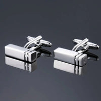 Classic design men's French shirt cuff button high quality copper silvery metallic Black Enamel CuffLinks