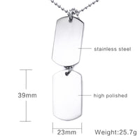 VNOX Stainless Steel Double Dog Tag Necklace Pendant ID Men Jewelry 24" Chain