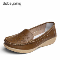 dobeyping New Genuine Leather Women Flats Cut-Outs Shoes Woman Hollow Summer Women's Loafers Moccasins Female Shoe Size 35-41