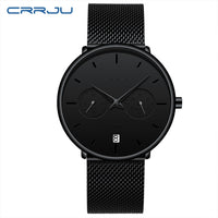 Mens Watches CRRJU Full Steel Casual Waterproof Watch for Man Sport Quartz Watch Men&#39;s Dress Calendar Watch Relogio Masculino