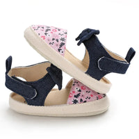 Lovely Flower Print Bow Canvas baby Shoes summer soft sole first walkers party princess girl shoe