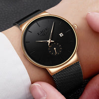 Relojes Hombre LIGE New Mesh Steel Men Watches Top Brand Luxury Ultra-thin Waterproof Quartz Watch Men Casual Sport Quartz Clock