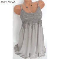 Plus Size Fashion Women Sexy vest dress Summer Sleeveless Top  Lace Tank Shirt  Blouse 7 Colors