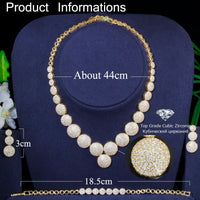 CWWZircons Top Quality Cubic Zircon Dubai Gold Color Necklace Jewelry Set for Women Wedding Evening Party Dress Accessories T349