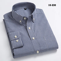 New Arrival Men&#39;s Oxford Wash and Wear Plaid Shirts 100% Cotton Casual Shirts High Quality Fashion Design Men&#39;s Dress Shirts