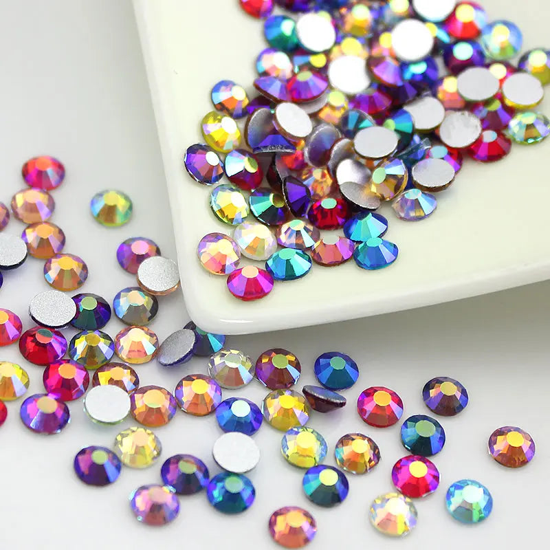 SS16 SS20 SS30 Glitter Rhinestone Crystal AB Non Hot Fix Flat back Rhinestone Apparel for Nail Art Fabric Garment