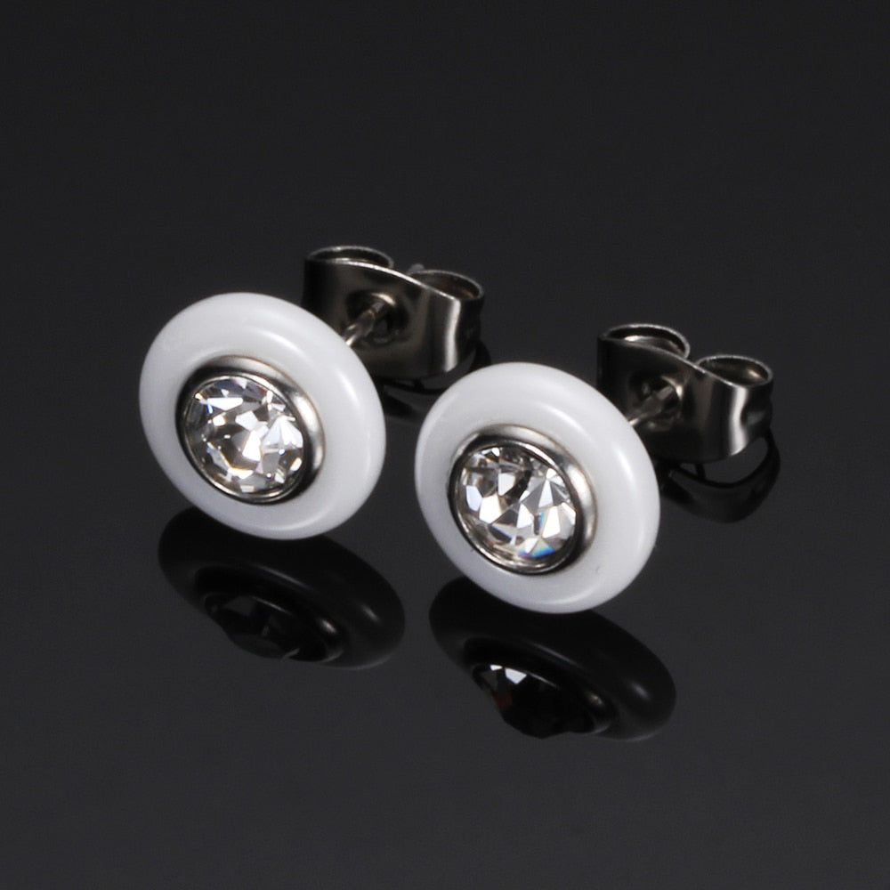 New Wedding Earring Jewelry Black White Ceramic Stud Earrings For Women girl Kids With  AAA Health Ceramic Zirconia Earring