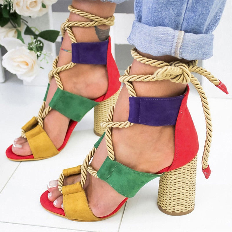 Women Sexy Pumps Lace Up High Heels Women Gladiator Sandals For Party Wedding Shoes