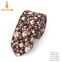 Brand New 100% Cotton Men's Paisley Print Neck Ties For Men Necktie Narrow Slim Skinny Cravate Narrow Flower Neckties Corbatas