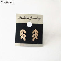 V Attract Stainless Steel Cute Leaf Stud Earrings Lady Jewelry  Bijoux acier Inoxydable Femme	Pendiente