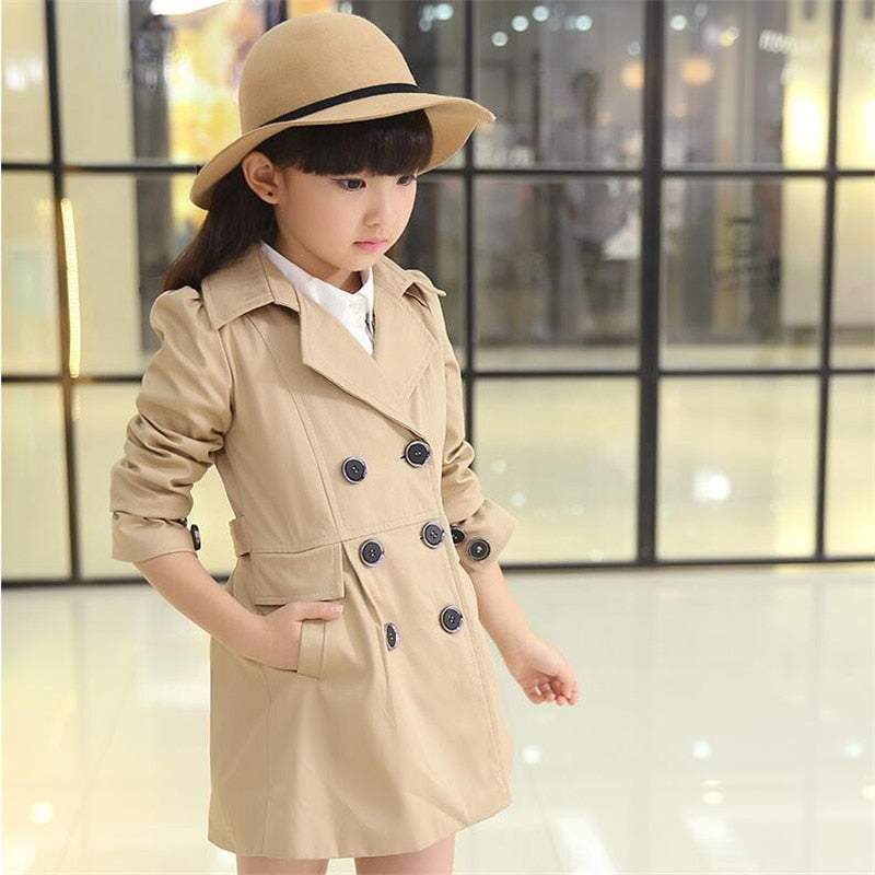Girls Trench Coats Double Breasted coat Girls Clothing Tops Kids Windbreaker Autumn Outerwear 5-12 kids girls Jackets clothes
