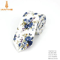 Brand New 100% Cotton Men's Paisley Print Neck Ties For Men Necktie Narrow Slim Skinny Cravate Narrow Flower Neckties Corbatas