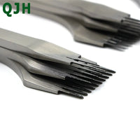 2.7/3.0/3.38/3.85mm Stainless Steel Flat Leather Chisel Pricking Iron Leather Tools Craft Hole Punch Kit DIY Tool 2/5/10 Prong