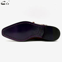 cie square toe patina hand-painted calf leather bespoke leather men shoe handmade calf leather breathable men's boat loafer LO05
