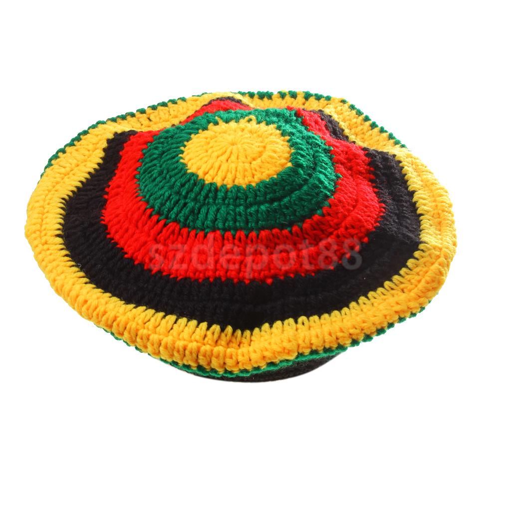 Multicolor Acrylic Jamaica Rasta DreadLock Roots Tam Hat Rasta Beanie Caps