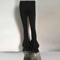 Easy Chic Vintage Ruffles Trousers Women High Waist Hippie Slim Gypsy Bell Bottom Pants Female Flare Palazzo Fashion Streetwear