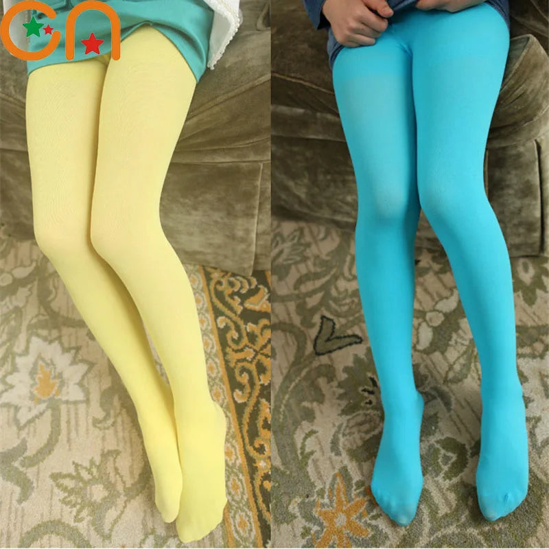 Girls Ballet Dance Pantyhose Children A Thin Section Fashion Velvet Tights Baby Solid Black White Stockings For 0-15Y Kids CN