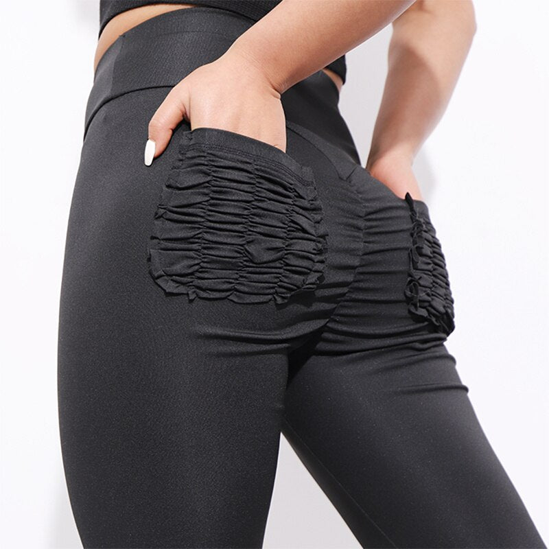 Women High Waist Pockets Leggings Sexy fitness Push Up Leggings women Breathable Candy Legging